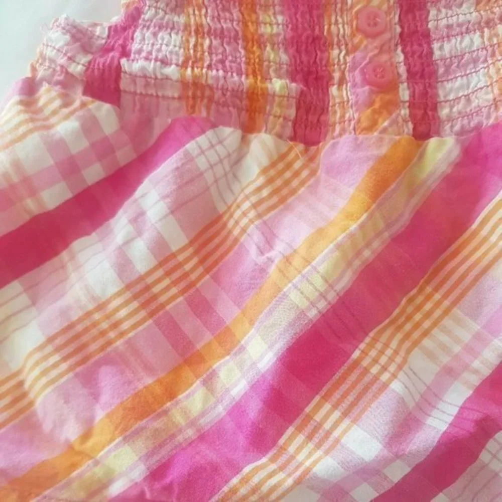 Okie dokie baby girl Plaid Button Stretch Sleevesless Pink Square Size 2T